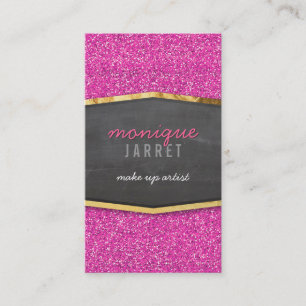 GLAMOROUS gold chalkboard panel glitter pink Business Card