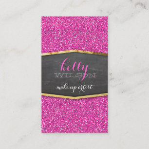 GLAMOROUS gold foil elegant bold pink glitter look Business Card