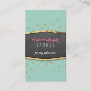 GLAMOROUS gold foil glitter confetti mint green Business Card