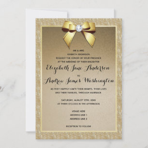 Glamorous Gold & Stylish Gem Wedding  Invitation