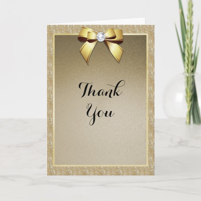 Glamorous Gold & Stylish Gem Wedding Thank You (Front)
