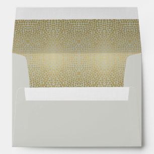 GLAMOROUS GOLD VELVET GREY DOTS MOSAIC MONOGRAM ENVELOPES