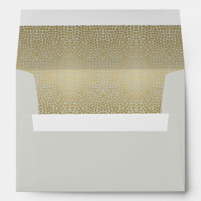 GLAMOROUS GOLD VELVET GREY DOTS MOSAIC MONOGRAM ENVELOPES (Back (Bottom))