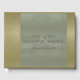 GLAMOROUS GOLD VELVET GREY MOSAIC DOT PERSONALISED GUEST BOOK