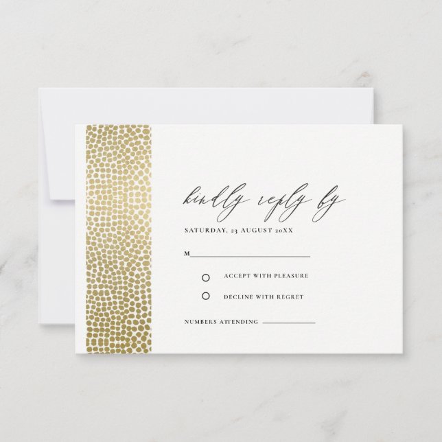 GLAMOROUS GOLD WHITE DOTS MOSAIC RSVP (Front)