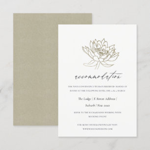 GLAMOROUS GOLD WHITE LOTUS FLORAL ACCOMMODATION INVITATION