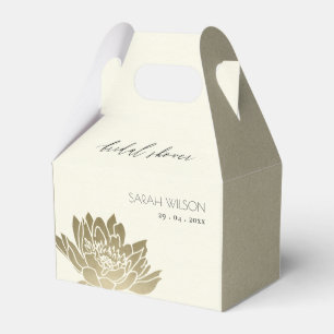 GLAMOROUS GOLD WHITE LOTUS FLORAL BRIDAL SHOWER FAVOUR BOX