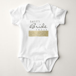 GLAMOROUS GOLD WHITE MOSAIC BRIDE SQUAD MONOGRAM BABY BODYSUIT