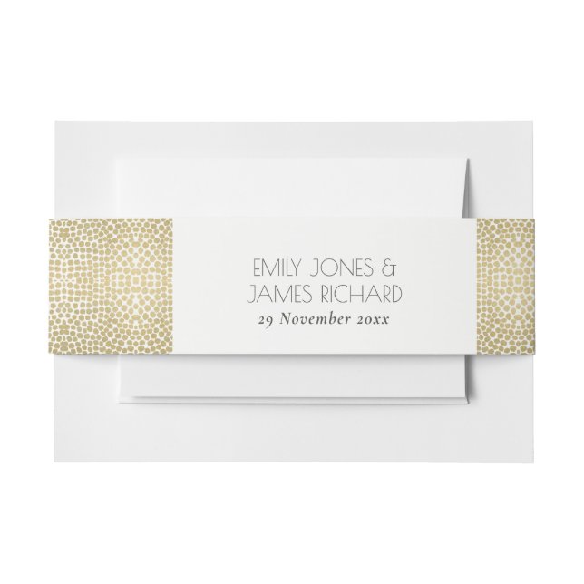 GLAMOROUS GOLD WHITE MOSAIC DOTS MONOGRAM INVITATION BELLY BAND (Front Example)