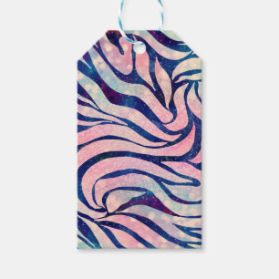 Glamorous Holographic Glitter Blue Zebra Stripes Gift Tags