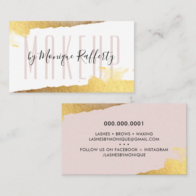 GLAMOROUS LUXE stylish faux gilded gold blush pink Business Card (Front/Back)