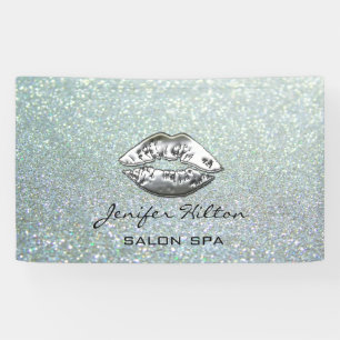 Glamorous modern chic glittery silver lips banner
