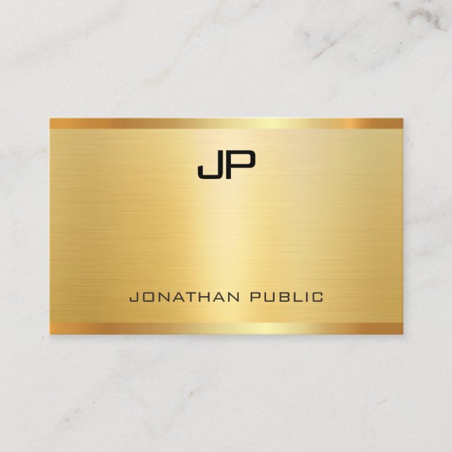 Glamorous Modern Elegant Faux Gold Professional Business Card (Front)