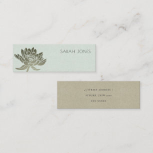 GLAMOROUS PALE BLUE SILVER LOTUS FLORAL  ADDRESS MINI BUSINESS CARD