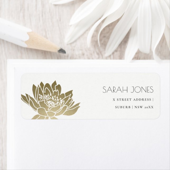 GLAMOROUS PALE GOLD WHITE LOTUS FLORAL  ADDRESS (Insitu)