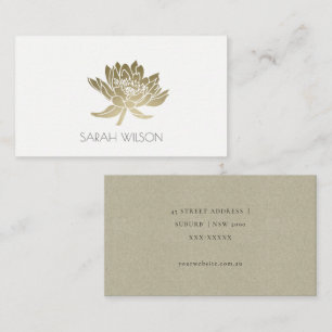 GLAMOROUS PALE GOLD WHITE LOTUS FLORAL  ADDRESS BUSINESS CARD