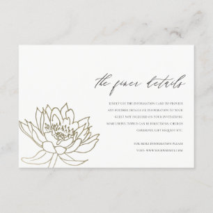 GLAMOROUS PALE GOLD WHITE LOTUS FLORAL DETAIL ENCLOSURE CARD