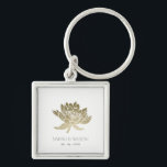 GLAMOROUS PALE GOLD WHITE LOTUS SAVE THE DATE GIFT KEY RING<br><div class="desc">If you need any further customisation or any other matching items,  please feel free to contact me at info@yellowfebstudio.com</div>