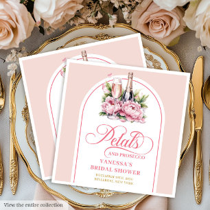 Glamorous Petals and Prosecco Bridal Napkins Set