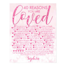 Glamorous Pink 40th Birthday 40 Reasons Why