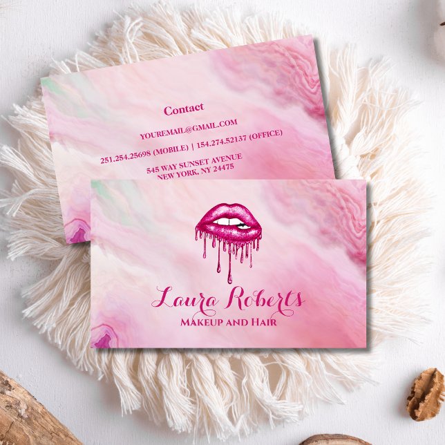 Glamorous Pink Glitter Glam Lips Business Card (Creator Uploaded)