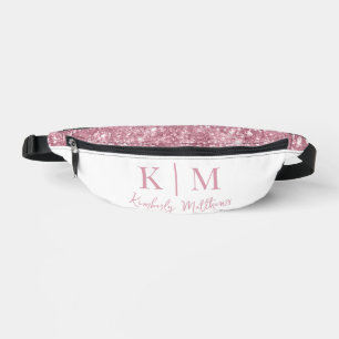 Glamorous Pink Glitter with Monogram Initials Bum Bags
