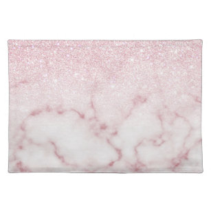 Glamorous Pink White Glitter Marble Gradient Ombre Placemat