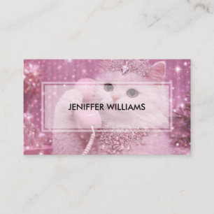 Glamorous Princess Cat Using Telephone Business Card