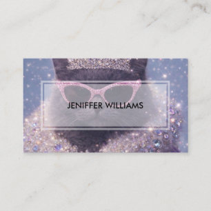 Glamorous Queen Cat Sparkling Fantasy Portrait Business Card