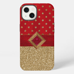 Glamorous Red and Gold Glittery iPhone 13 Case