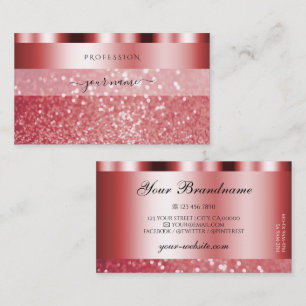 Glamorous Red Sparkling Glitter Elegant Shimmery Business Card