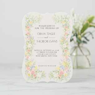 Glamorous Regency Garden Wedding Invitations 
