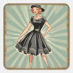 Glamorous Retro Vintage LBD Sticker