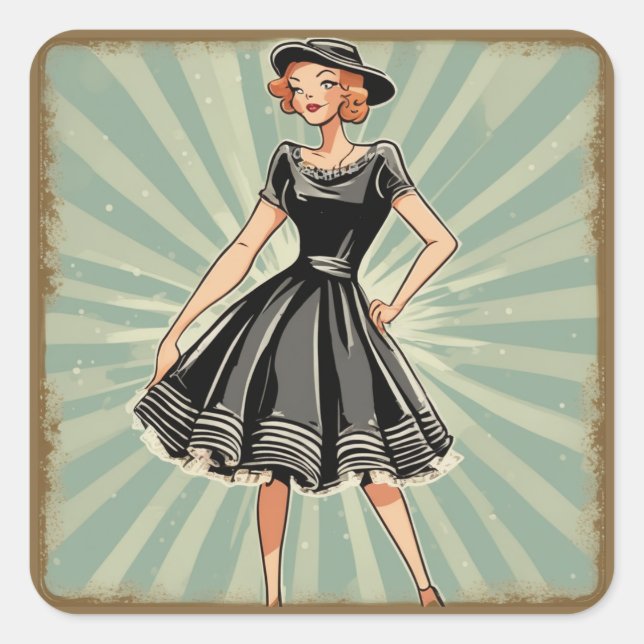 Glamorous Retro Vintage LBD Sticker (Front)