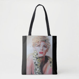 Glamorous Retro Woman Watercolor Painting art Tote Bag