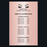 Glamorous rose Gold EYELASH SALON SERVICE LIST Flyer<br><div class="desc">Eyelash Extensions price list a perfect way to show your services and and pricing. Includes four customizable headings and body text fields, and space for your business contact information along the bottom. To adjust layout, enter your text and then use the Customize function to change positioning and font sizes.are perfect...</div>