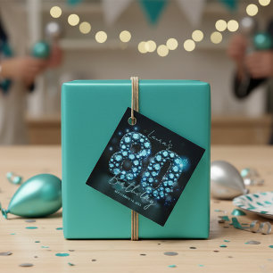 Glamorous Sapphire Gem 80th Birthday Party Favour Tags