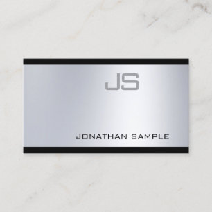 Glamorous Silver Graceful Modern Monogram Plain Business Card