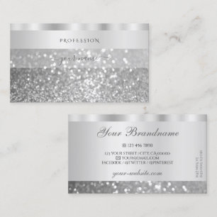 Glamorous Silver Sparkling Glitter Diamonds Luxury Business Card