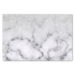 Glamorous Silver White Glitter Marble Gradient Tissue Paper