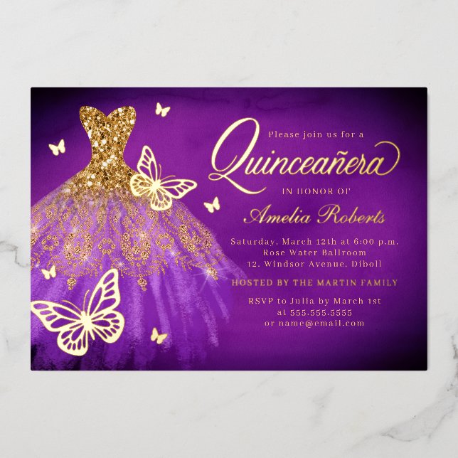 Glamorous Sparkle Dress Butterfly Quinceanera  (Front)