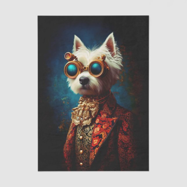 Glamorous Steampunk Westie Dog EZ6L Decoupage Tissue Paper (Front)