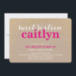 GLAMOROUS SWEET 16 rustic gold confetti pink kraft Invitation<br><div class="desc">NOTE - the shiny gold effect and kraft image is a printed pictureA cute confetti, polka dot design with gold foil look for your child's SWEET SIXTEEN INVITATIONS. Wow your friends and family with this little number ;D Setup as a template it is simple for you to add your own...</div>