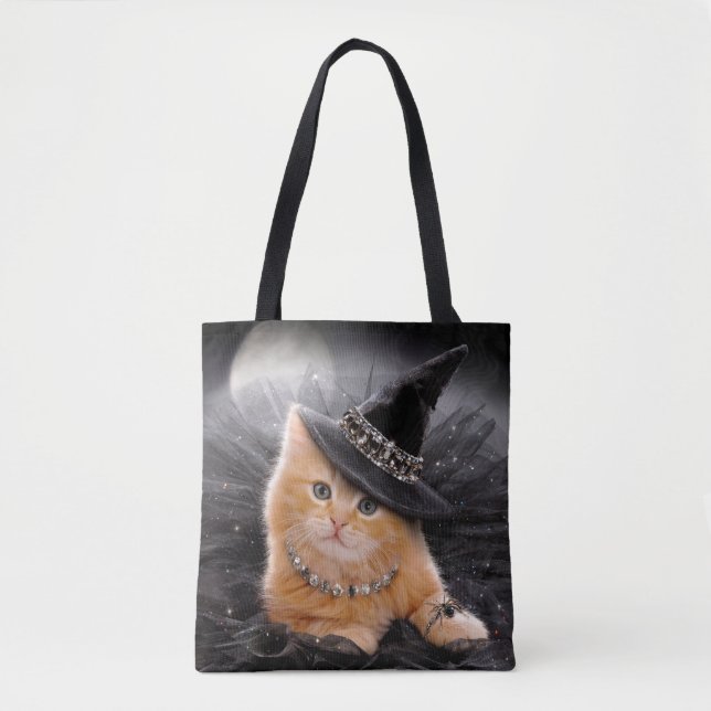 Glamorous Witch Kitten Tote Bag (Front)