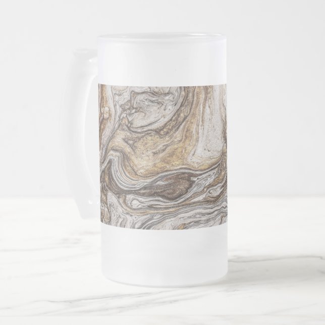 glamour 001 liquid brown colours frosted glass beer mug (Front Left)