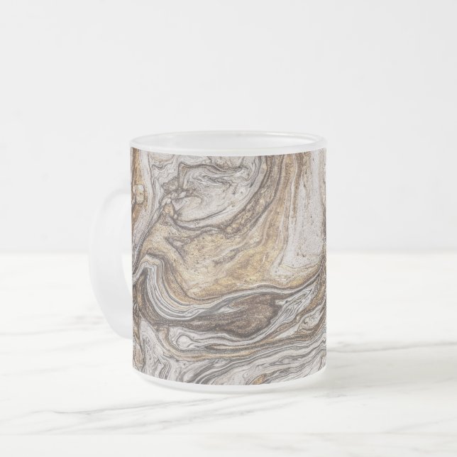 glamour 001 liquid brown colours frosted glass coffee mug (Front Left)