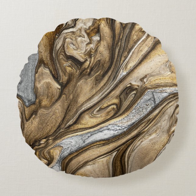 glamour 002 liquid brown colours round cushion (Front)