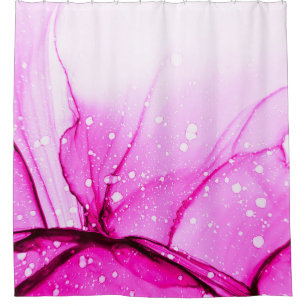 Glamour Alcohol Ink. Red Soft Canvas. Pink Mixed P Shower Curtain