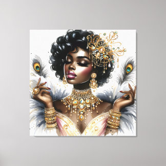 Glamour and Grace: The Jewel-Studded Lady in Peace Canvas Print
