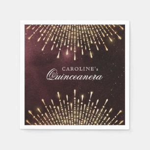 Glamour Art Deco Burgundy Vintage Quinceanera Napkin
